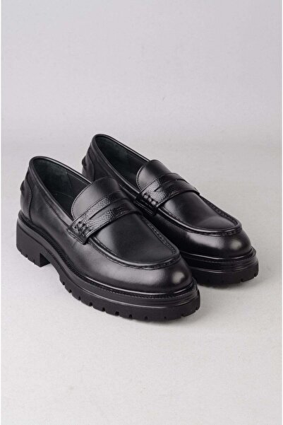 SEÇ KUNDURA Seç 2582 Haki̇ki̇ De Leather Rkek Shoes Black