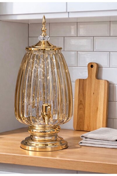 sahane & bazaar 4 LT Musluklu Bal Renk Cam Sebil Şerbetlik Meşrubatlık İkraml...