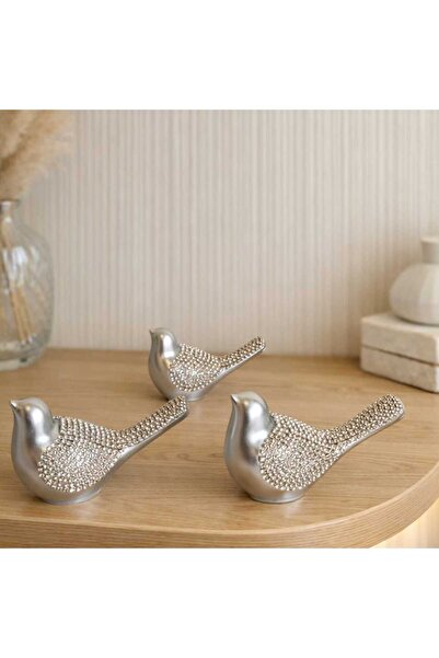 rakaymu Kristal Taşlı El Yapımı Kuş Biblo Seti 3’lü – Modern Ev ve Salon Dekoru