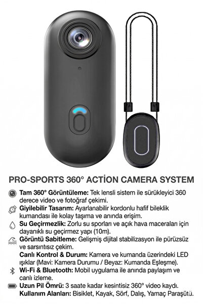 Noriyen Mini Yaka Kamerası 1080P Full HD - 180 Derece Dönebilen Lens - Gece G...