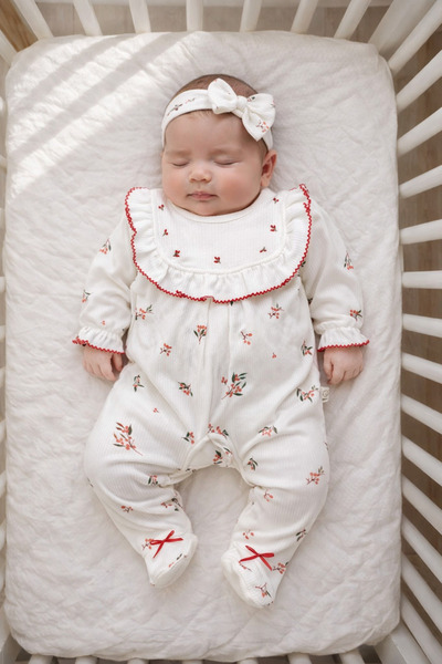 Mert Baby Kokina Floral Organic Jumpsuit and Bandana 100% Cotton Cotton Baby ...