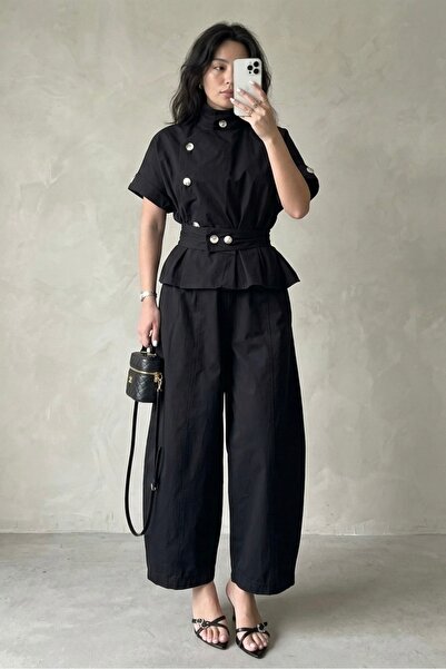 Suziş Stand-Up Collar Blouse and Pants Set 51310