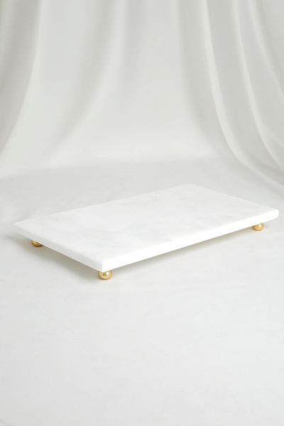 MERALP Olmo Natural Rectangular Marble Gold Metal Stand Presentation Stand L ...