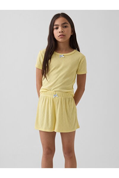 GAP Kız Çocuk Sarı Recycled Pointelle Pijama Şort
