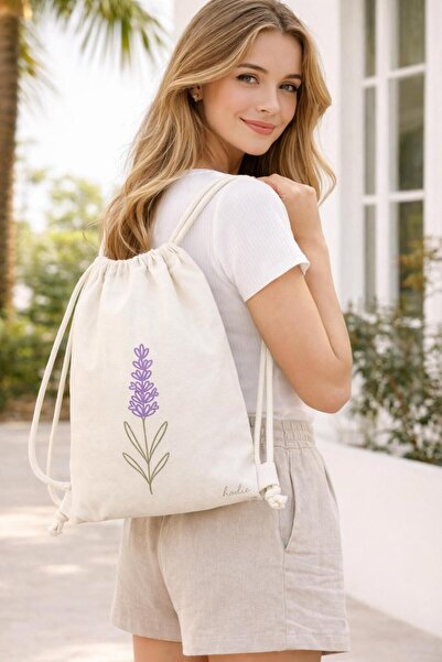 hodie collection Lavanta Patterned Ruched Bez Backpack İnce H Lightweight Dai...