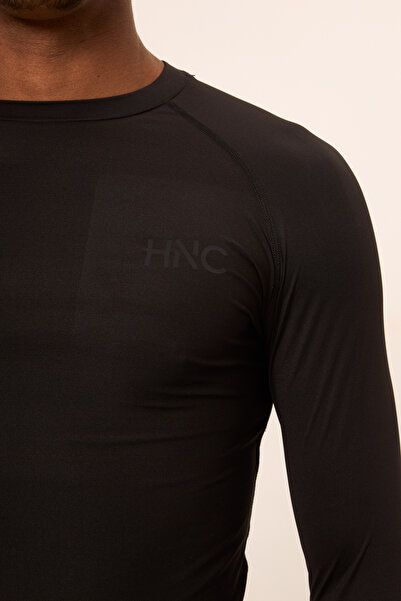 HNC Sport Duman Erkek Uzun Kol Tek Kol Dijital Baskılı Compression Fitness Gym Spor Body Tshirt