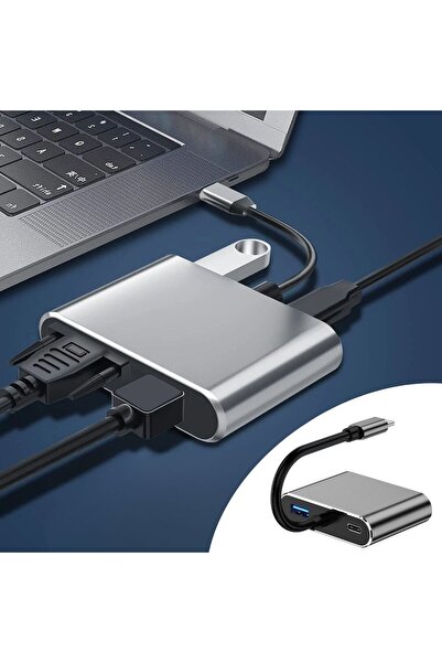 CT STONES 4-in-1 Type-C to Hub Converter Adapter – 4K Ultra Hd HDMI & Vga Ima...