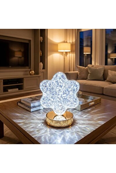 Go İthalat NUEHM Çiçek Model Kristal LED Masa Lambası – Dokunmatik, 3 Renk Iş...