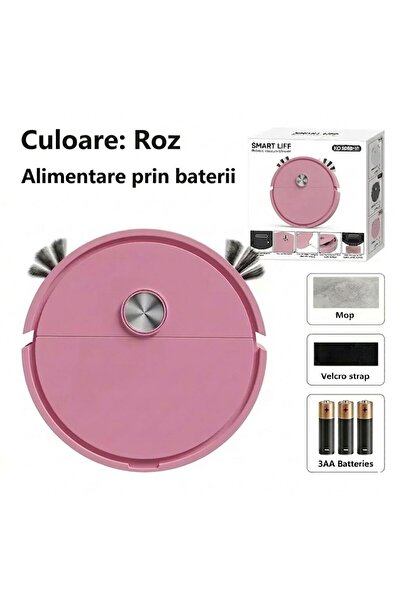 OEM Aspirator Robot Inteligent 3-în-1, 23x23x6 cm, Alimentare 3 Baterii AA, F...