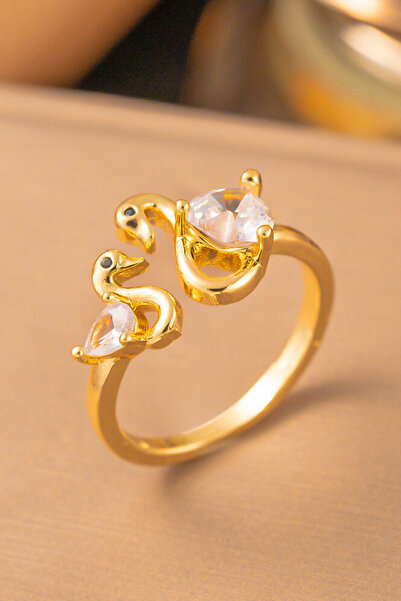 Parantez Aksesuar خاتم قابل للتعديل بتصميم الأم والطفل من الزركون مرصّع بالأحجار