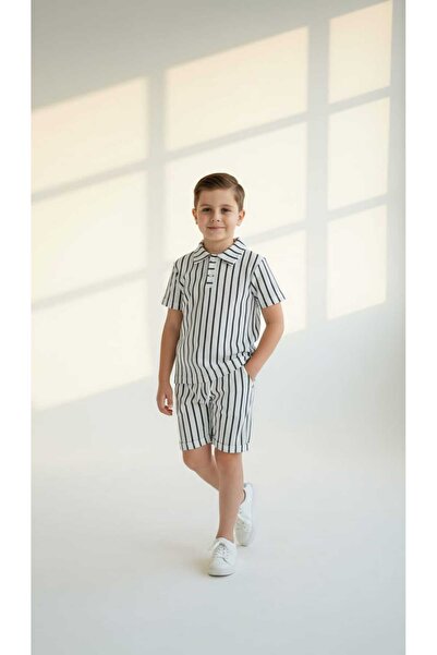 NURTOPU Set pentru băieți, 2 piese, din țesătură waffle, cu mâneci scurte de ...