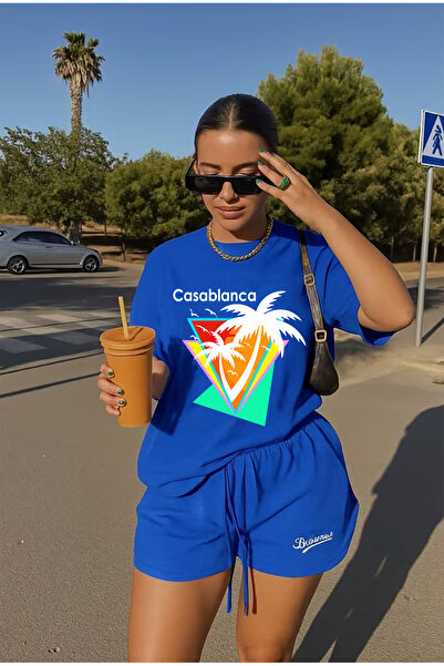 SUNFREE Casablanca Printed Oversized Crew Neck Short Sleeve Summer Unisex Com...