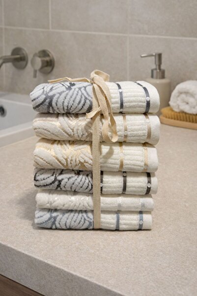 CES HOME Jacquard Pack of 6 100% Cotton Hand and Face Towels