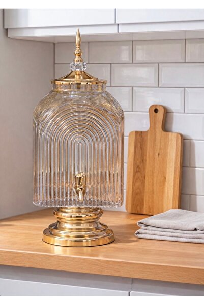 sahane & bazaar 3.5 LT Musluklu Bal Renk Cam Sebil Şerbetlik Meşrubatlık İkra...