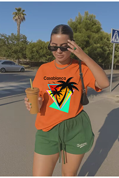 SUNFREE Casablanca Printed Oversized Crew Neck Short Sleeve Summer Unisex Com...