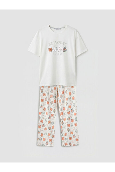 LC Waikiki Özmarka New Season Crew Neck Printed Women's Pajama Set