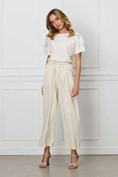 DyFashion Dani ivory loose pants with Pocketed
