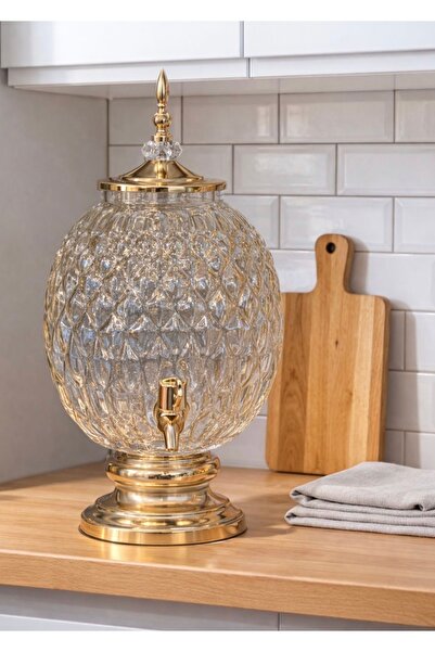 sahane & bazaar 4 LT Musluklu Bal Renk Cam Sebil Şerbetlik Meşrubatlık İkraml...