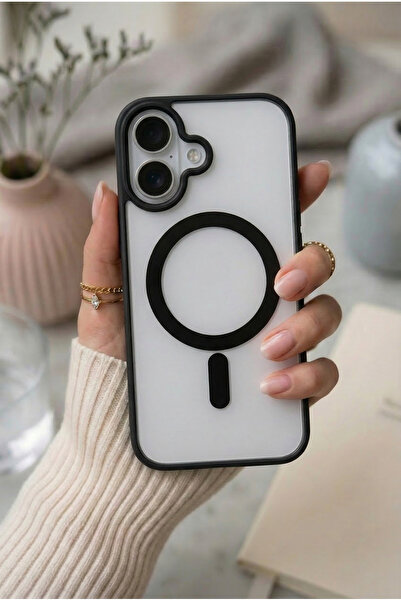 KVK PRİVACY iPhone 17 Magsafe Uyumlu Siyah Şeffaf Telefon Kılıfı Darbe Emici ...