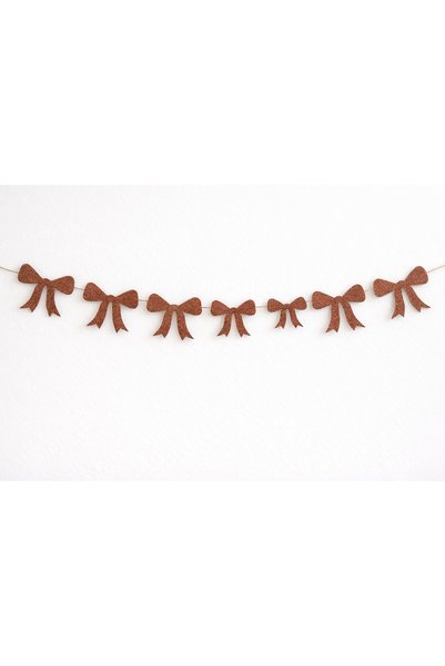 Partifabrik Brown Color Glittery Bow Wall Decoration 11 Pcs