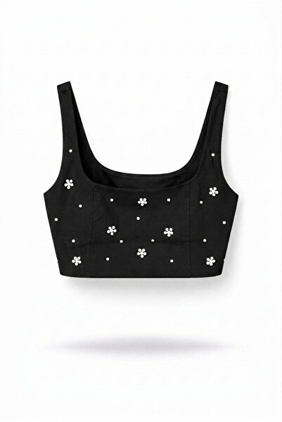 5in1Canpolat Μπουστιέρα με Κεντήματα από Μαύρη Πέτρα 18170