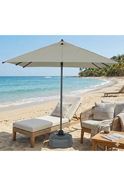 form outdoor Alubrella Güneş Şemsiyesi Krem Kumaş Antrasit Iskelet + 50 Lt. B...