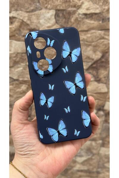 Vip Case Honor 400 Pro Compatible Blue Butterfly Patterned Silicone Shock-Abs...