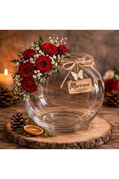 Marrone Glass Jar Arrangement with Roses Model