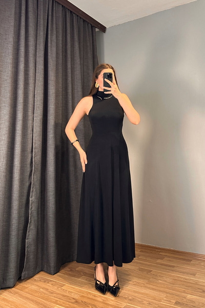 Sorridi Mock Neck Drapey Elegant Long Dress