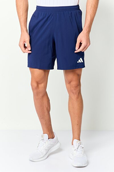 adidas Men Regular Fit 7 Inseam Brand Logo Running Shorts, Navy