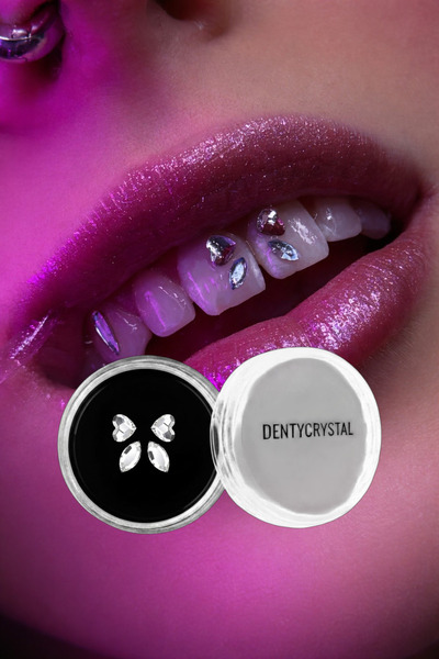 DENTYCRYSTAL Diş Pırlantası Kalp Kanatlı Kelebek Deseni Beyaz (Avusturya Kris...