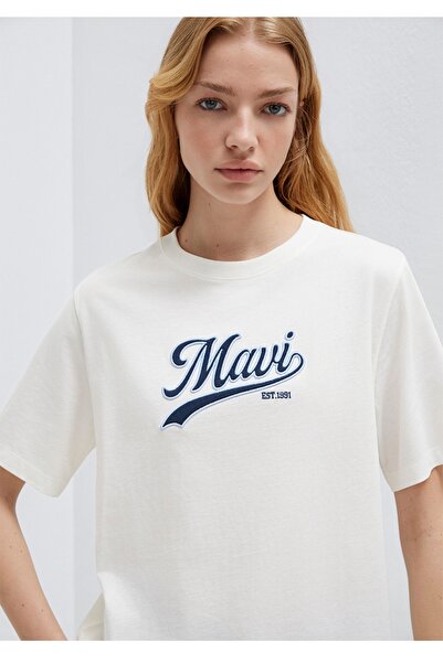 Mavi Embroidery Logo Printed Regular Fit 100% Cotton Women's T-Shirt.