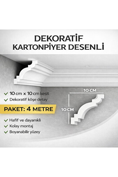 STROPİYER Dekoratif Kartonpiyer Desenli Tavan Kaplama – 4 Metre Paket