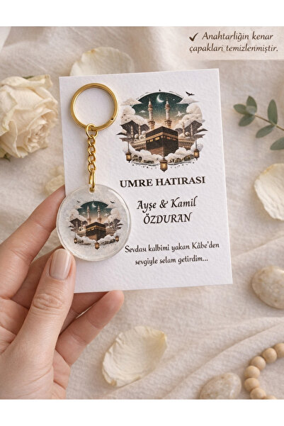 SEYVAYA 5 Adet Epoksi Kabe Resimli Hediyelik Anahtarlık,Hac,Umre Anısı,Konsep...