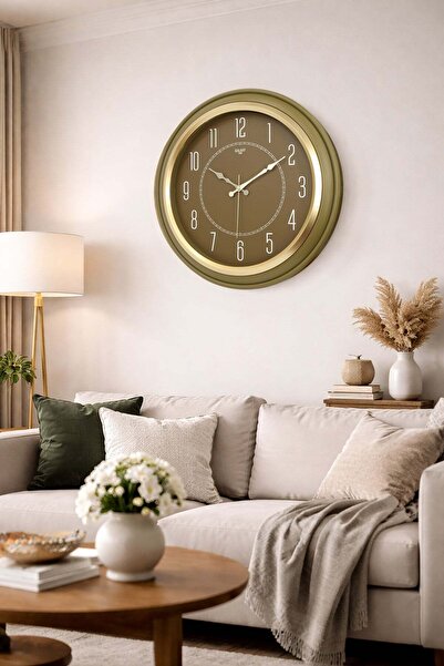 GALAX YESIL KASA GOLD CERCEVE DUVAR SAATİ 44.5 cm