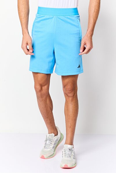 adidas Men Sportswear Fit Brand Logo 7 Inseam Yoga Shorts, Light Blue