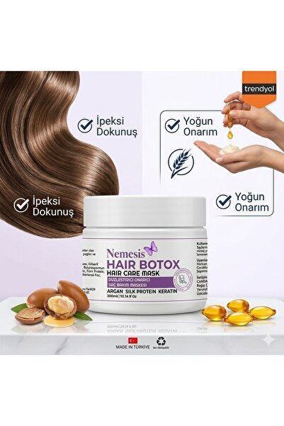 Nemesis Keratin Saç Botox 300ml – Saç Bakım Maskesi İpek Proteini, Keratin, A...