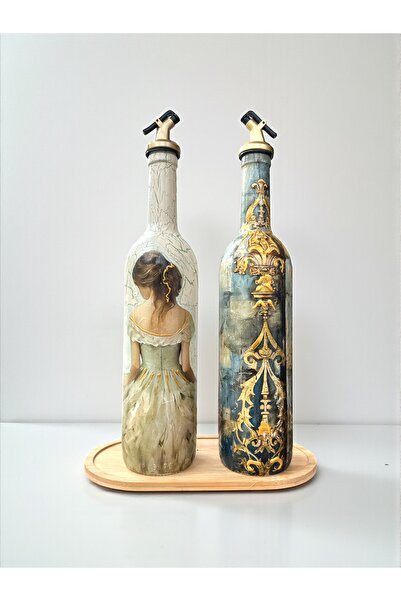 Mes Reves 750 ml Royal Women's and Checked Glass Oil and Vinegar Bottles Set ...