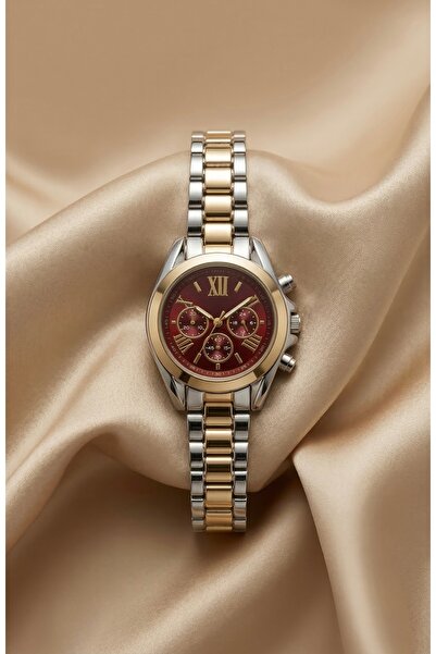 KLISHE Butik Women's Steel Watch Gold & Silver Color Claret Red Dial Luxury |...