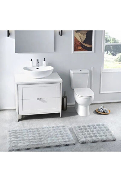 Çapa Home Bubble Rabbit İthal Banyo Paspas Takımı 2 Parça Kaymaz Taban