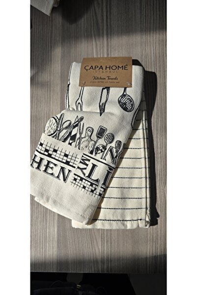 Çapa Home Diğital Baskılı %100 Pamuk 40*60 cm Vintage 2 li Mutfak Havlu Kurul...