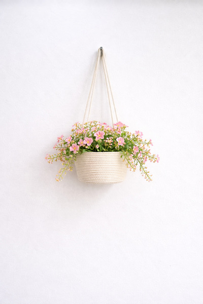 ÖRGÜM Çiçeklik Dekoratif Saksı Sepeti 20X15 Cm Çok Amaçlı Sepet ( ASMA APATI ...