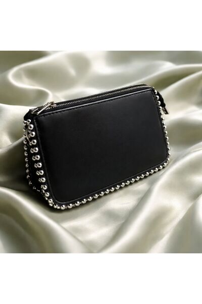B&T Bujiteri Women's Bead Detailed Cross Set of Chain Strap Wallet Bag