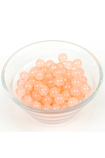 yfhobi 25 Gram- 8 mm Yavruağzı Renk Yuvarlak Cam Boncuk, 1. Kalite (25gr - 35...