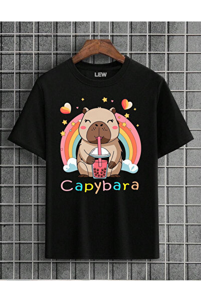 lovver Capybara Character Premium Printed Breathable T-Shirt with Cotton Pieces