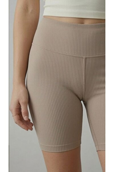 NOLYA MODA Corded Fabric High Waist Biker Leggings Shorts