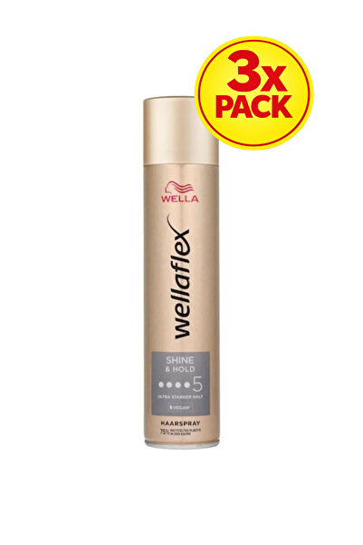 wellaflex Fixativ Shine & Hold nr. 5, pachet de 3, protecție UV, 250 ml