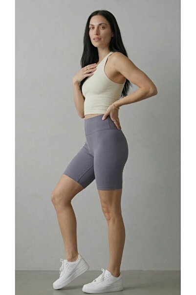 NOLYA MODA Corded Fabric High Waist Biker Leggings Shorts