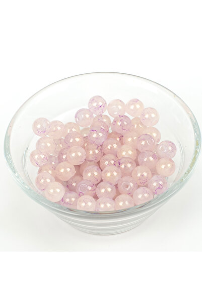 yfhobi 25 Gram- 8 mm Mor Renk Damarlı Model Yuvarlak Cam Boncuk, 1. Kalite (2...