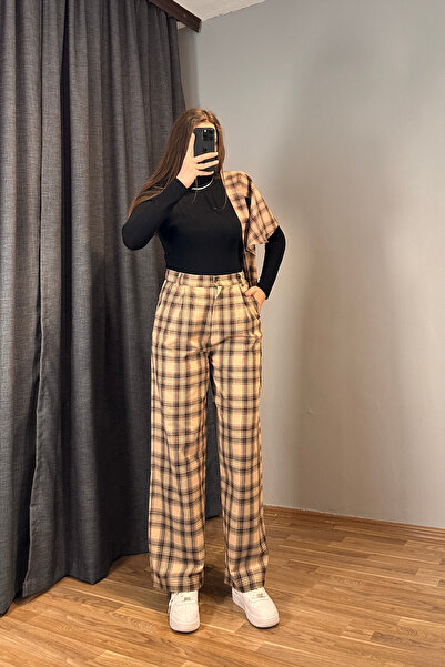 Sorridi Scarf Detailed Plaid Trousers